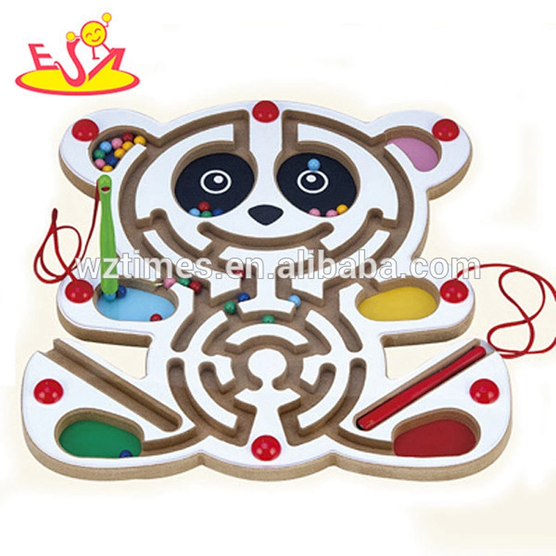 Wholesale frog baby wooden educational maze toy colorful kids wooden maze toy W11H004