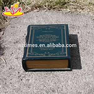 Wholesale classical wooden book shaped storage small box used for placing items W02A138