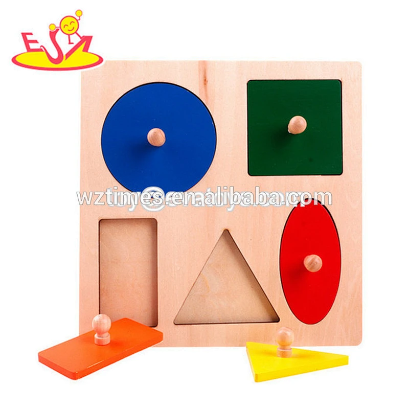 Wholesale educational shapes and colors learning toy wooden shape blocks toy for baby W14M138