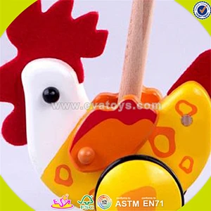 newest baby wooden animal pull toy cheap kids wooden animal pull toy W05A011