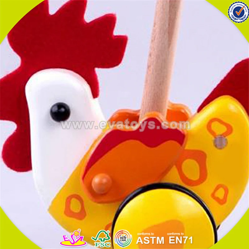 newest baby wooden animal pull toy cheap kids wooden animal pull toy W05A011