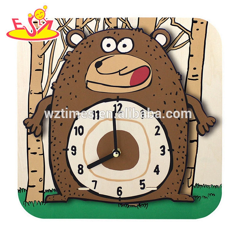 2018 Wholesale baby wooden clock toy educational kids wooden clock toy children learning wooden clock toy W14K011