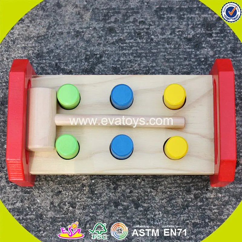 2018 wholesale baby wooden peg and hammer toy W11G036