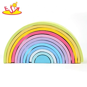 2019 High quality 12PCS educational wooden rainbow stacking blocks for kids W13D229