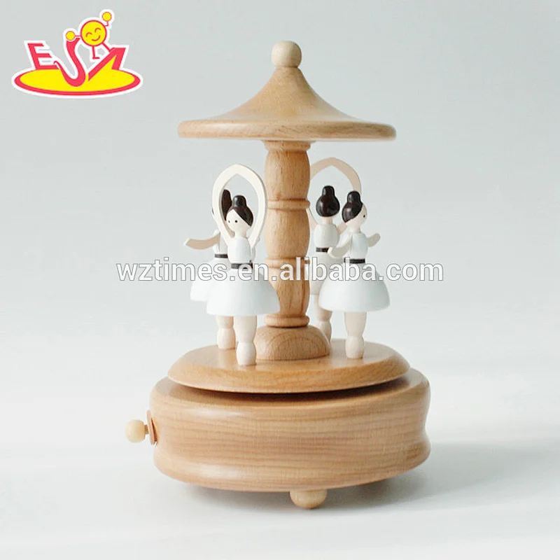 Wholesale high quality girls toys wooden dancing music box handmade W07B056