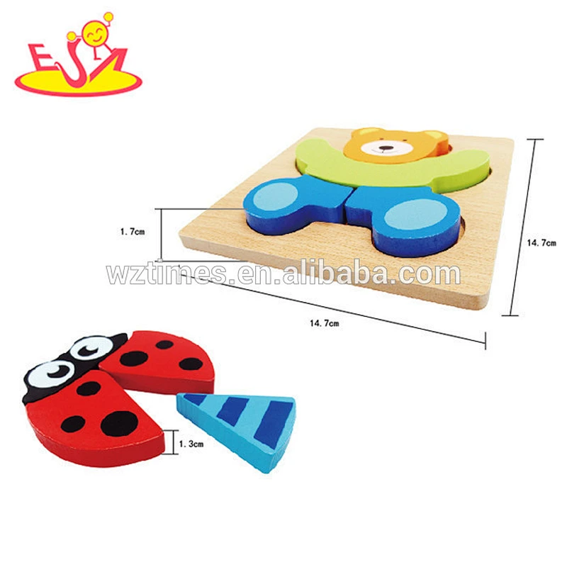 Wholesale brand new cartoon pattern wooden puzzle toy jigsaw for preschool W14F052