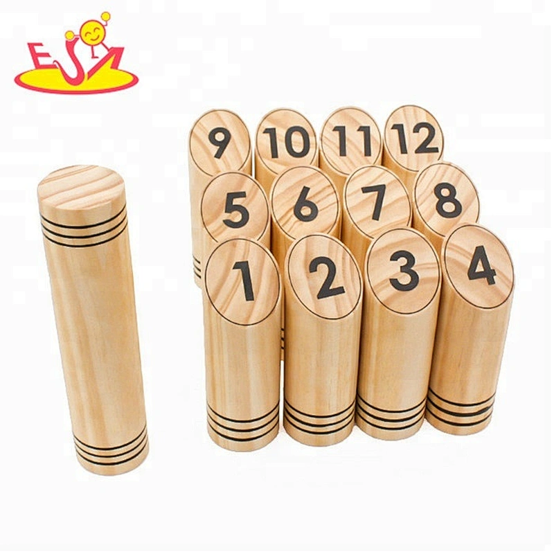 High quality family skittle numbers wooden kubb viking game for outdoor W01D013