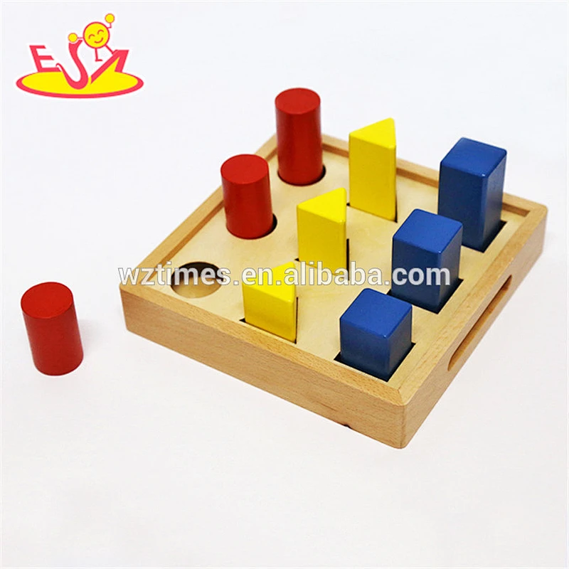 2018 New design toddlers geometry blocks wooden toddler montessori materials W12F011
