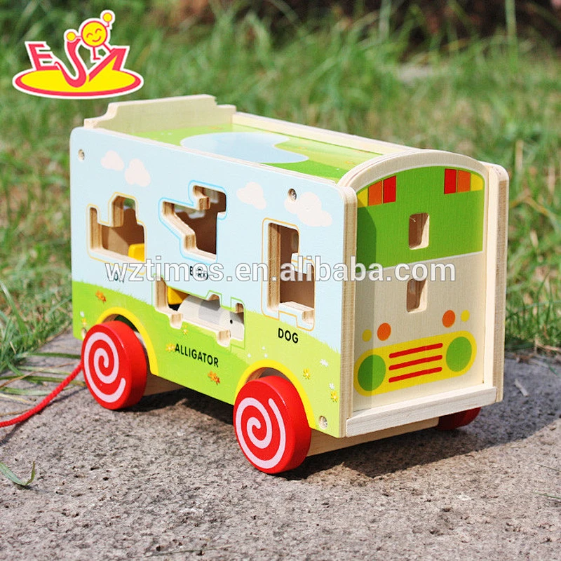 2018 wholesale kids wooden animal toy truck funny baby wooden animal toy truck children wooden animal toy truck W05B156