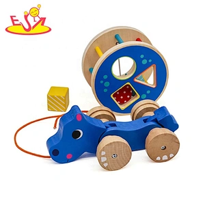 New arrival hippo wooden push toys for toddlers W05B182
