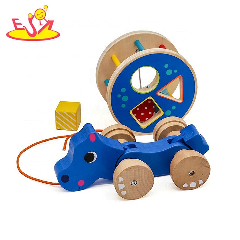 New arrival hippo wooden push toys for toddlers W05B182