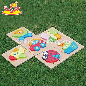 Wholesale brand new cartoon pattern wooden puzzle toy jigsaw for preschool W14F052