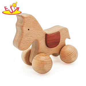 Wholesale lovely craft animals shape small car toy wooden toys vehicle for children W04A236