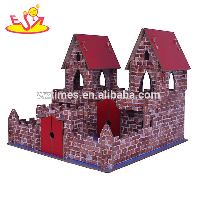 wholesale high quality baby wooden castle toy hot sale kids wooden castle toy W06A125