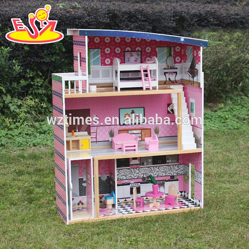 2018 New design kid wooden doll house educational wooden doll house fashional wooden doll house W06A214