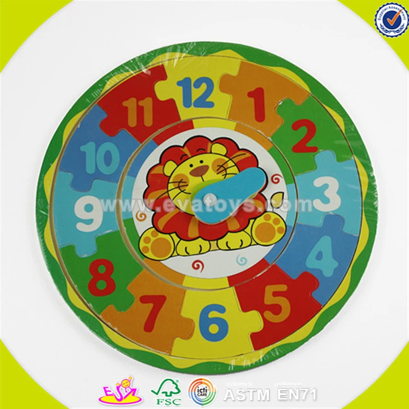 Wholesale top quality wooden clock toy educational children wooden clock toy lovely kids preschool teaching aid W14B041
