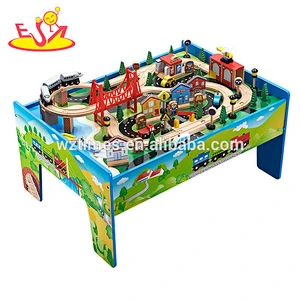 Wholesale kids activity wooden train table preschool children wooden train table W04C069