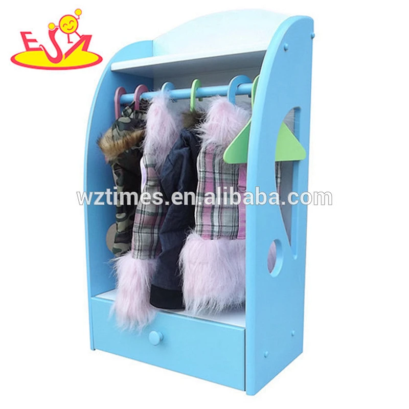 Wholesale hottest cheap blue wooden pet wardrobe for pets hanging clothes W06F010B