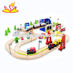 2018 Wholesale educational wooden railway for toddlers W04C068