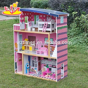 wholesale pretend play big wooden dollhouse for children W06A214
