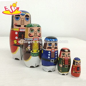 2018 Wholesale cheap nesting doll sets best wooden crafts gifts for kids W06D094