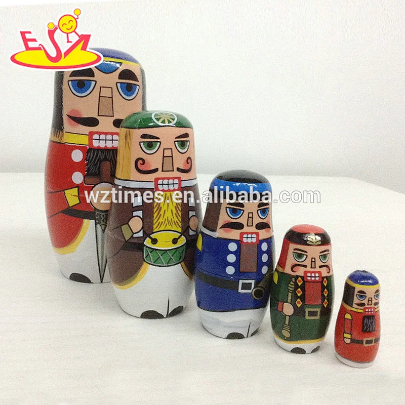 2018 Wholesale cheap nesting doll sets best wooden crafts gifts for kids W06D094