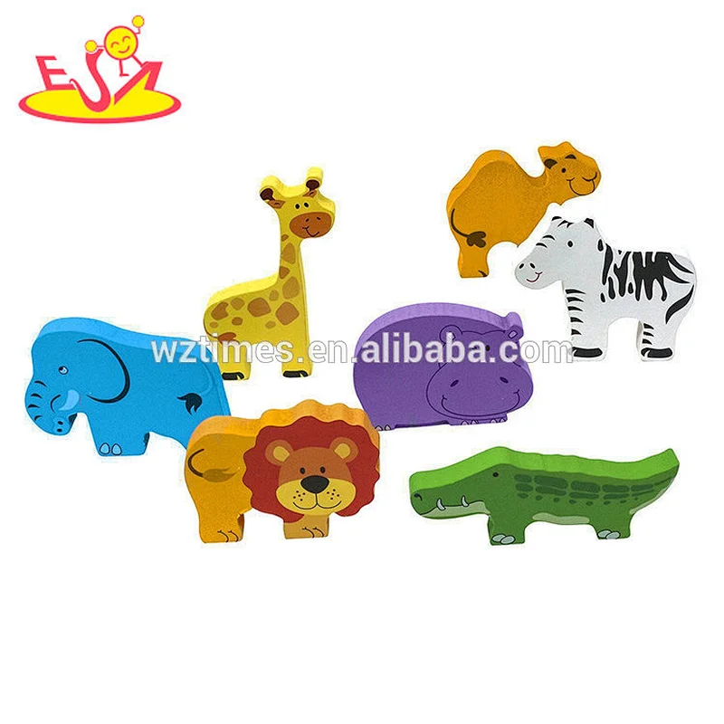 2018 Cheap preschool cognitive game toys wooden small puzzle animal for baby W14D055