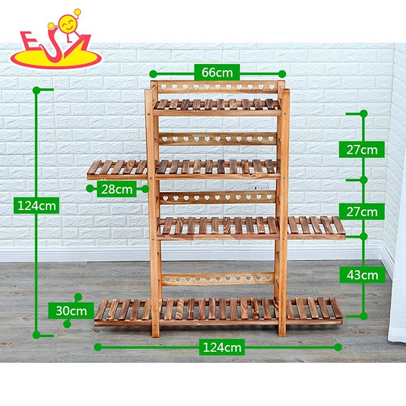 New arrival decorative brown wooden 4 tiers garden plant stand for wholesale W08H110