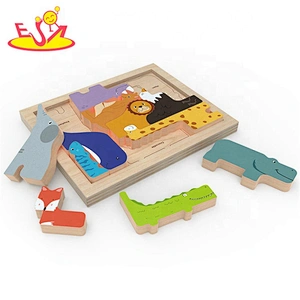 2019 New hottest cartoon wooden animal jigsaw puzzles for kids W14I038