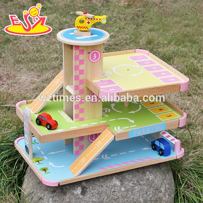 wholesale new design children wooden parking garage toy W04B050