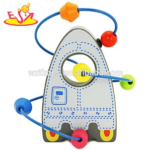 Wholesale top sale shark shape wire beads toy wooden beads maze toy for children W11B077