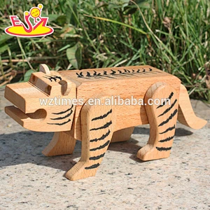 wholesale cute children educational wooden tiger intelligence toy for sale W11C015
