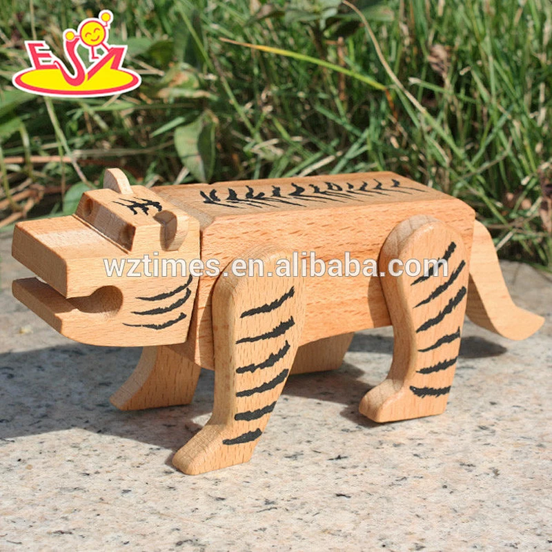 wholesale cute children educational wooden tiger intelligence toy for sale W11C015