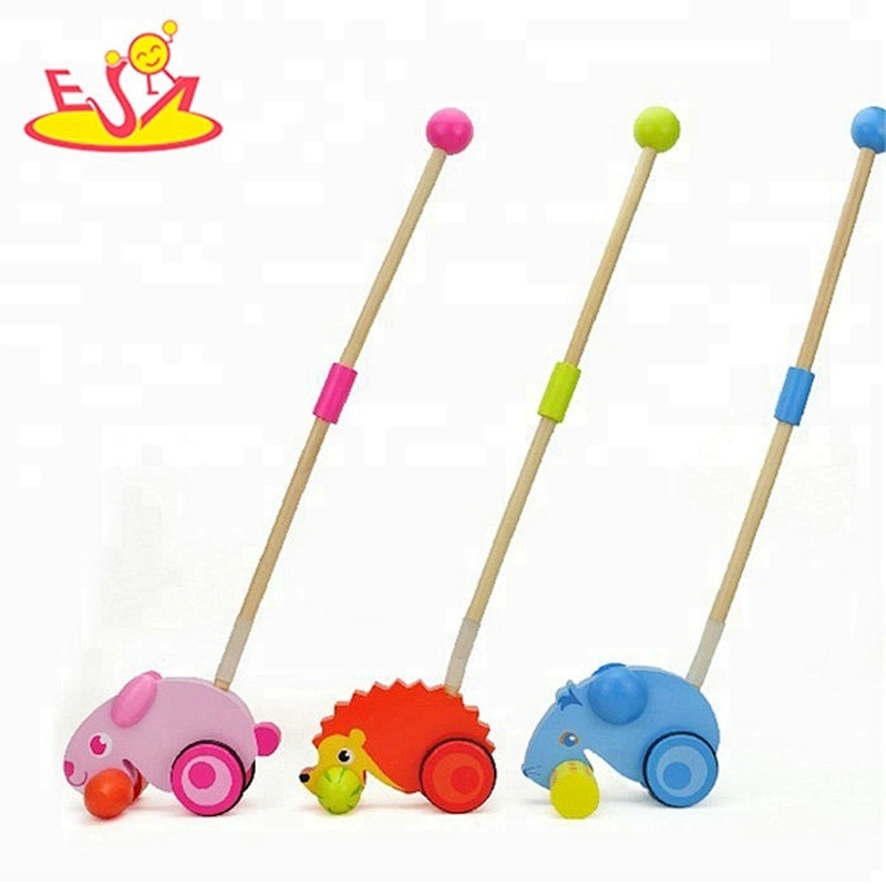 Wholesale animals style wooden push toy walker for kids W05A006