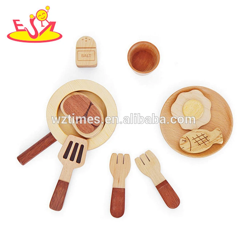 2018 wholesale baby new wooden play pots and pans funny kids play pots and pans best natural wooden play pots and pans W10B179