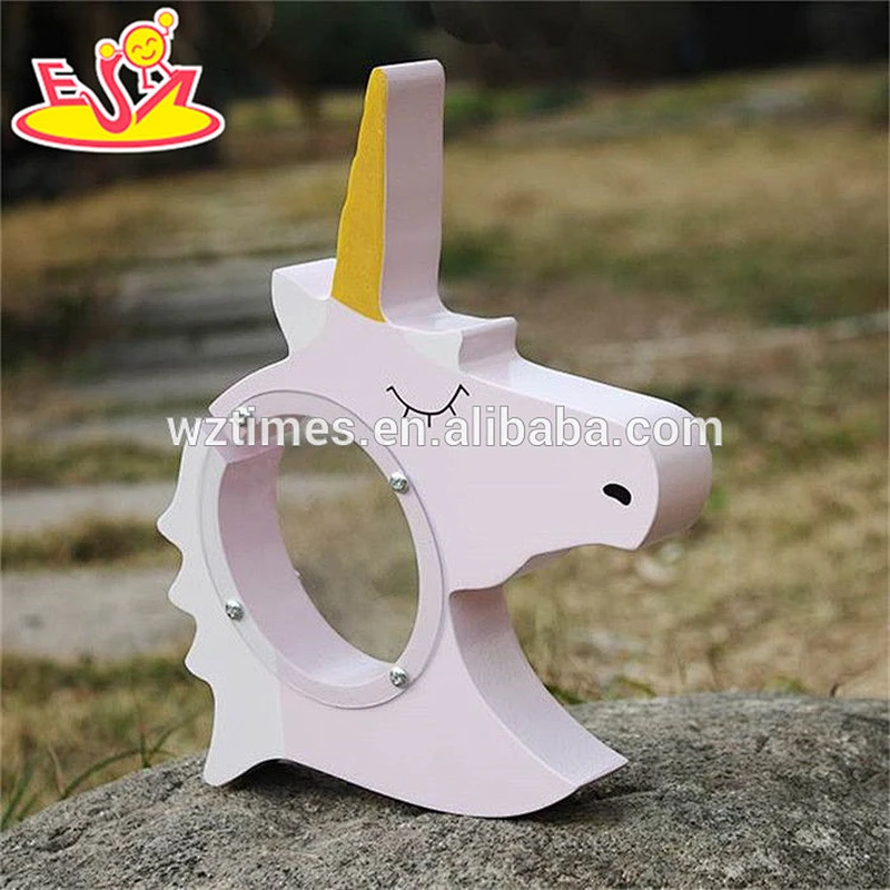 wholesale unicorn shape kids wooden money box with personalised W02A257