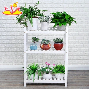 Top sale 3 tier wooden flower pot shelf for wholesale W08H106