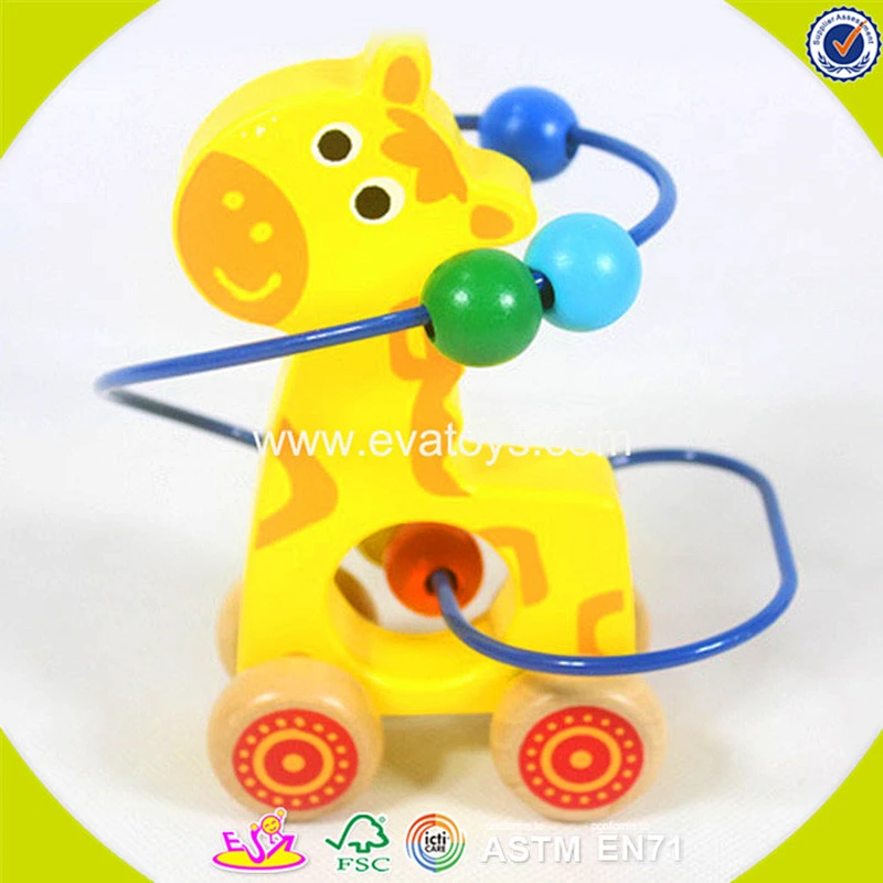 2018 wholesale children popular wooden animal beads W11B070