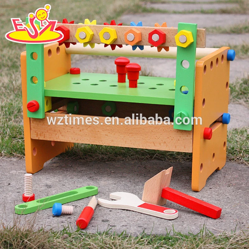Wholesale early learning customize wooden tools bench toy for children W03D055