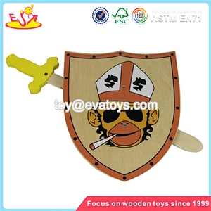 Wholesale new product wooden shield and sword toy popular kids wooden shield and sword toy W01B006