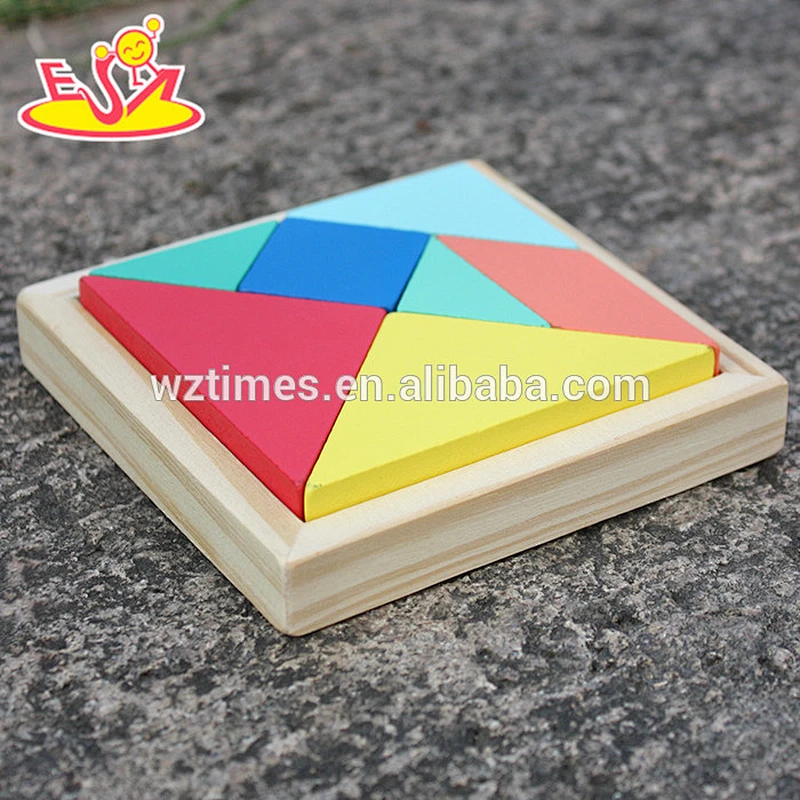 2018 Neues Design 7 Stücke Baby Holz Tangram Puzzles lustige Kinder Holz Tangram Puzzles beste Kinder Tangram Puzzles W14A178