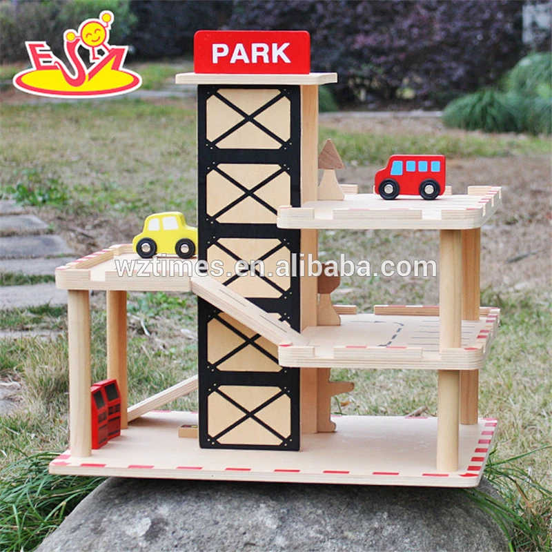 2018 wholesale boys wooden garage for toy cars new design kids wooden garage for toy cars best child garage for toy cars W04B051