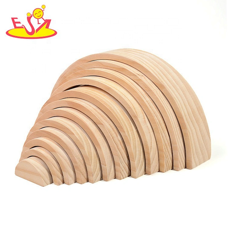 2019 High quality 6PCS educational wooden rainbow puzzle blocks for children W13D228