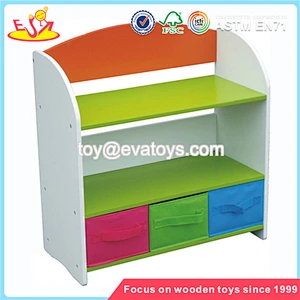 Wholesale hottest colorful household wooden children book shelf W08C042