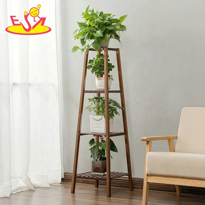 New arrival 3 layers brown wooden plant stand indoor for garden decor W08H114