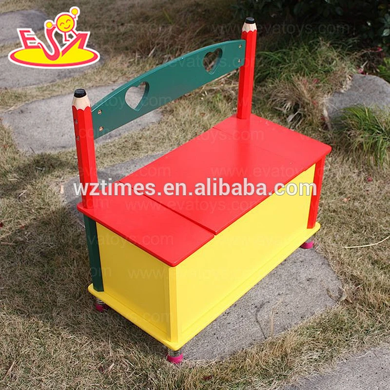 Wholesale customize baby wooden storage box bench used to sit and placing items W08C093