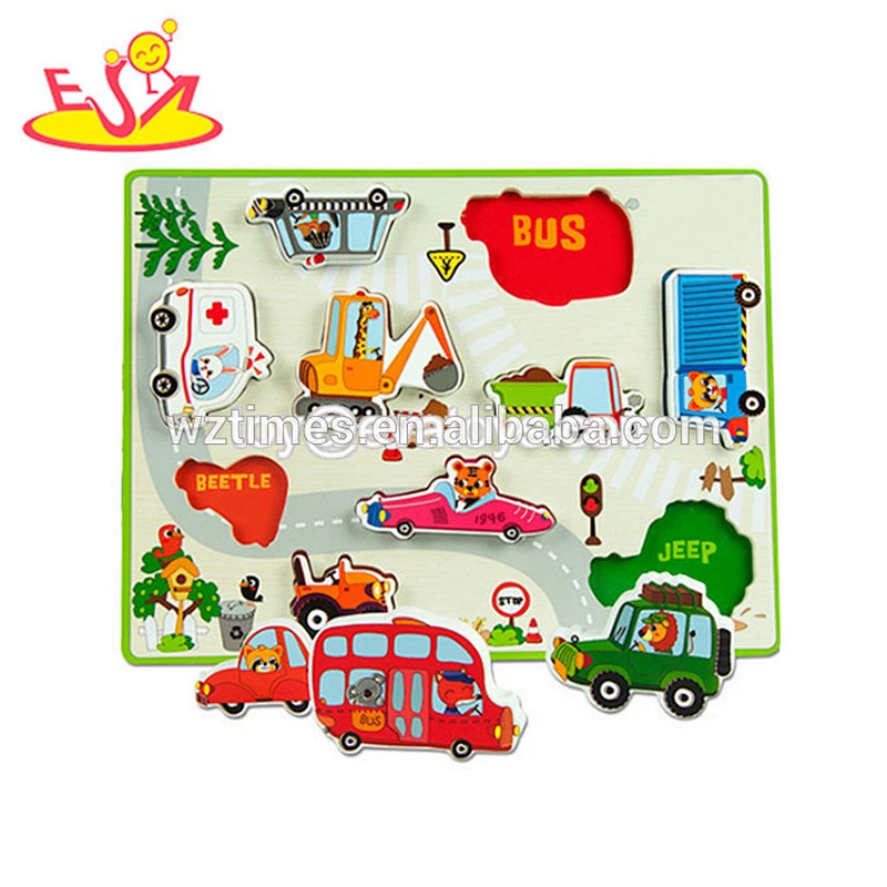 2018 Wholesale education toy wooden animals shape puzzle toys to build kids cognitive ability W14D053