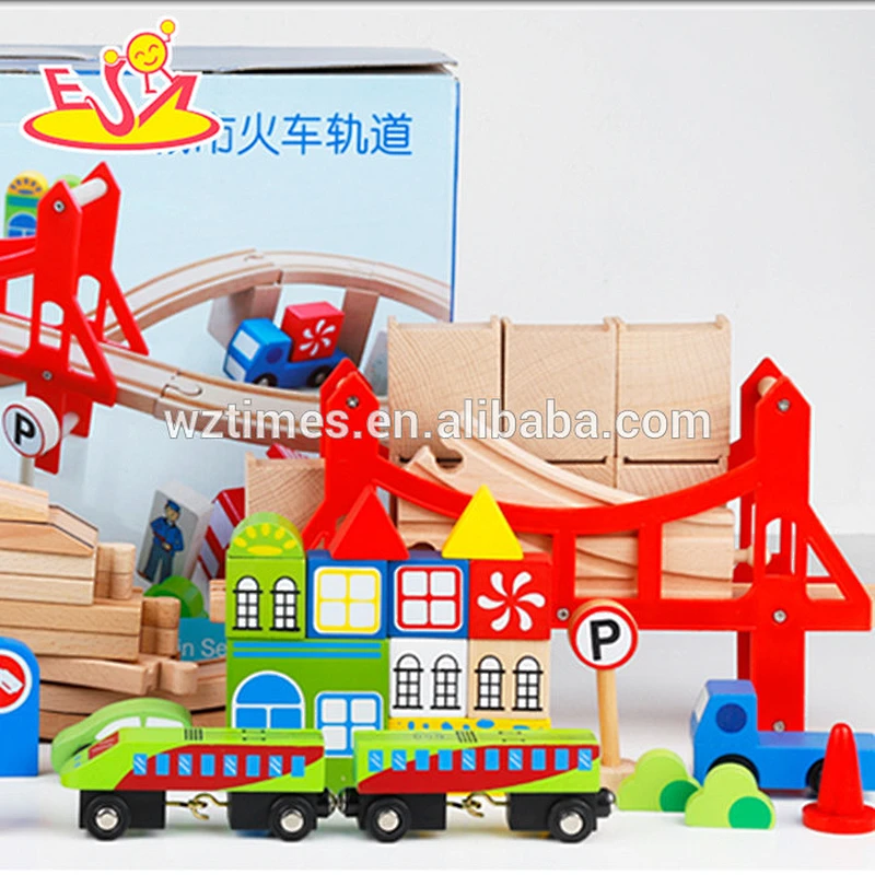 wholesale most popular kids wooden model railway for sale as holiday gift W04C045