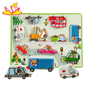 2018 Wholesale education toy wooden animals shape puzzle toys to build kids cognitive ability W14D053