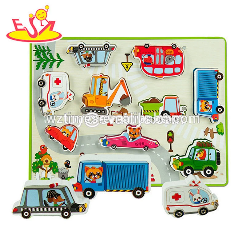 2018 Wholesale education toy wooden animals shape puzzle toys to build kids cognitive ability W14D053